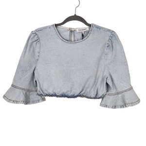 WeWoreWhat Cropped Denim Top Size Medium NWT Denim Sexy Crop Top